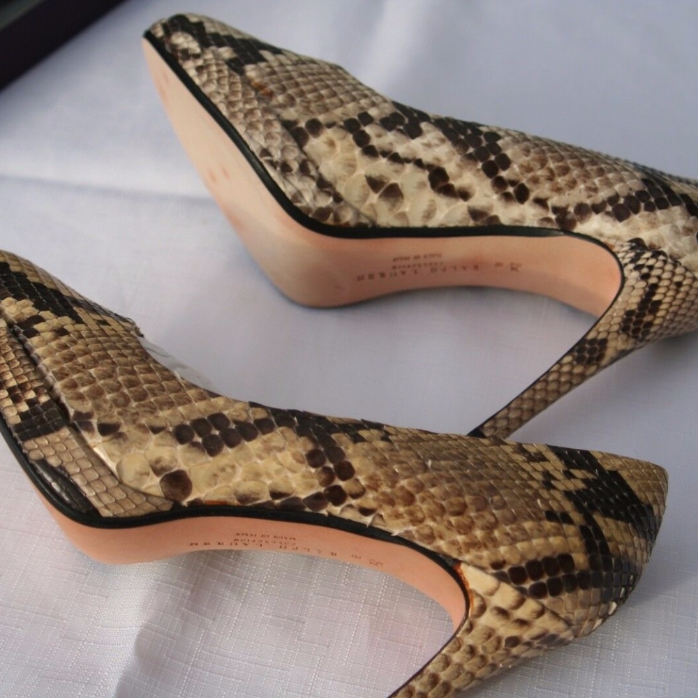 Ralph Lauren Daria Black & Creme Python Heels NEW.